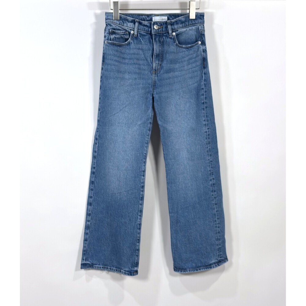 Loft The Wide Leg Jeans Medium Wash - Size 0/25